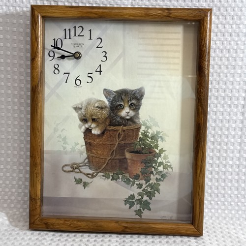 Vintage 80s kitten - wall, clock